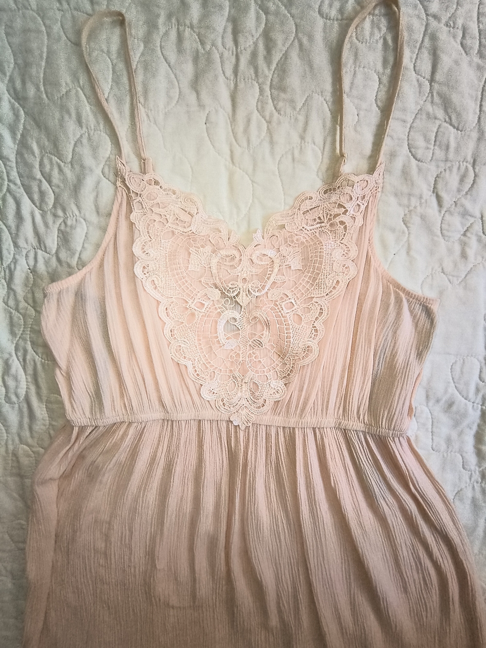 Forever 21 Light Peach/Pink Lace-Trim Maxi Chemise - Picture 7 of 7